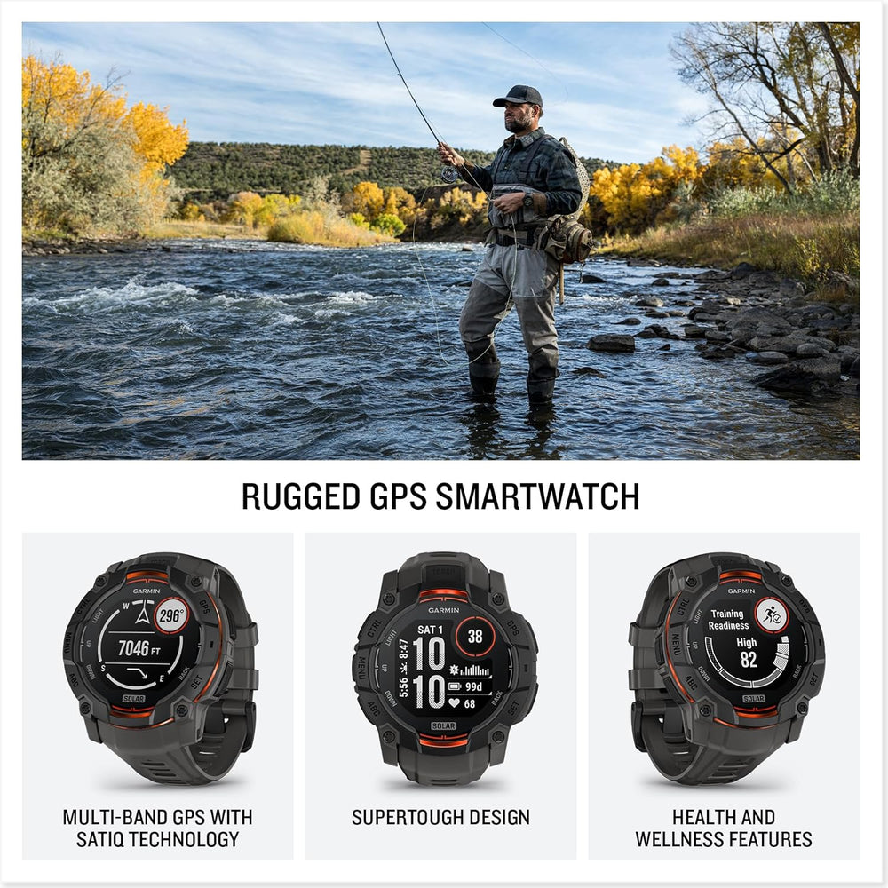 Garmin Instinct 3 infographic rugged gps smartwatch