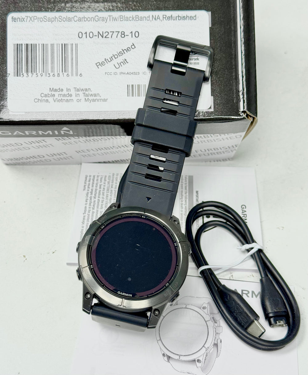 Garmin Fenix 7X Pro Sapphire Solar Edition - Carbon Gray DLC Titanium  (51 mm) RENEWED