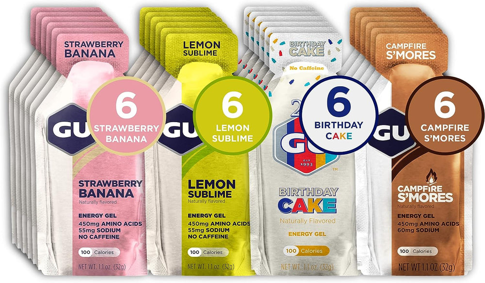 GU Sports Nutrition Caffeine Free Mixed GU Original Sports Nutrition Energy Gels - 24 Pack
