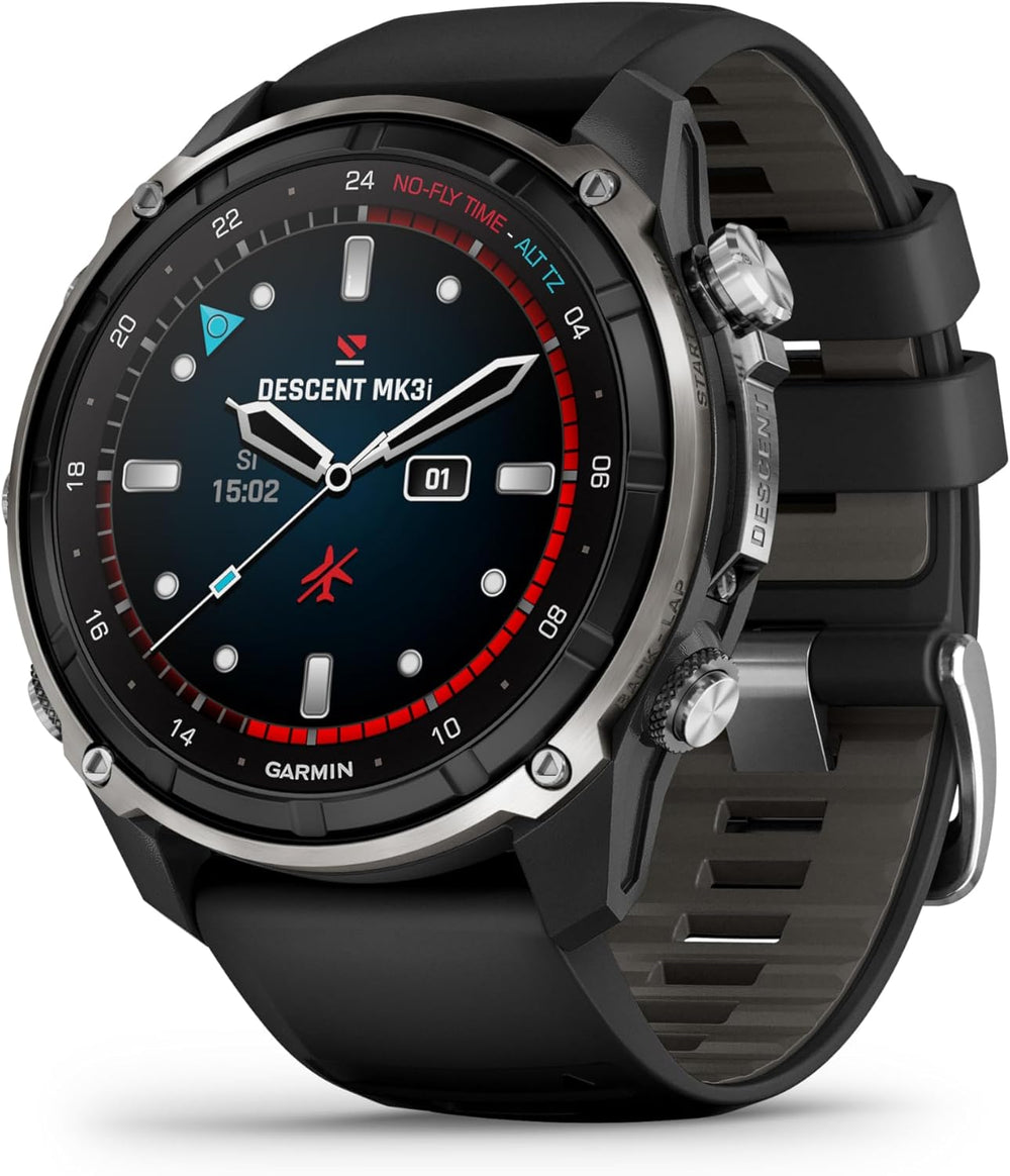Garmin Descent MK3I Silver & Black PVD Titanium w Black/Pebble Gray Band 51 MM