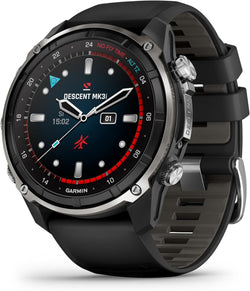 Garmin Descent MK3I Silver & Black PVD Titanium w Black/Pebble Gray Band 51 MM