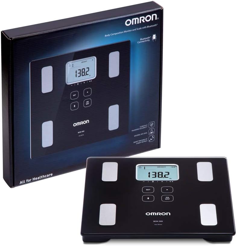 Omron BCM-500 Body Composition Monitor and Scale with Bluetooth Connectivity with box
