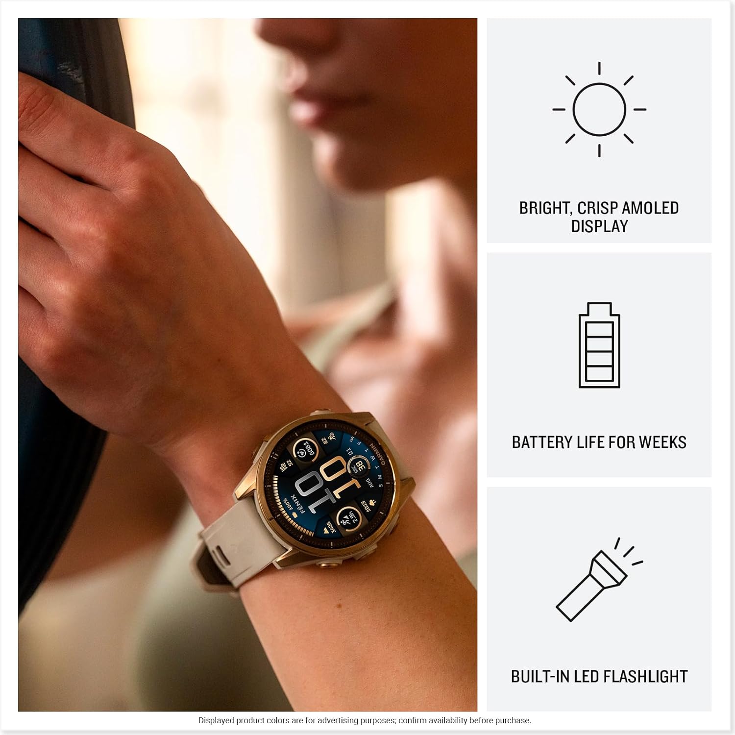 Garmin fenix 8 AMOLED Edition Outdoor GPS Watch - 43MM Whitestone (Cer