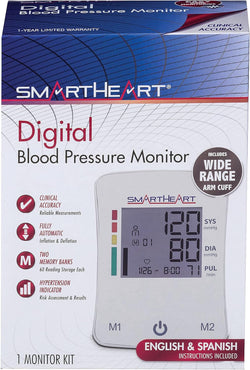 SmartHeart Automatic Digital Blood Pressure Wide-Range Upper Arm Monitor manufacture packaging