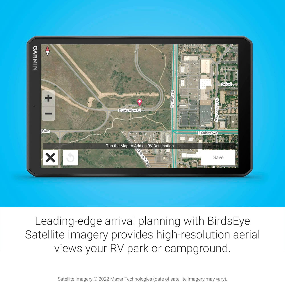 Garmin RV 895 arrival planning with birds eye satellite