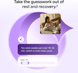 Person lying on a couch with a smartphone, surrounded by a purple speech bubble with text and a statistic.