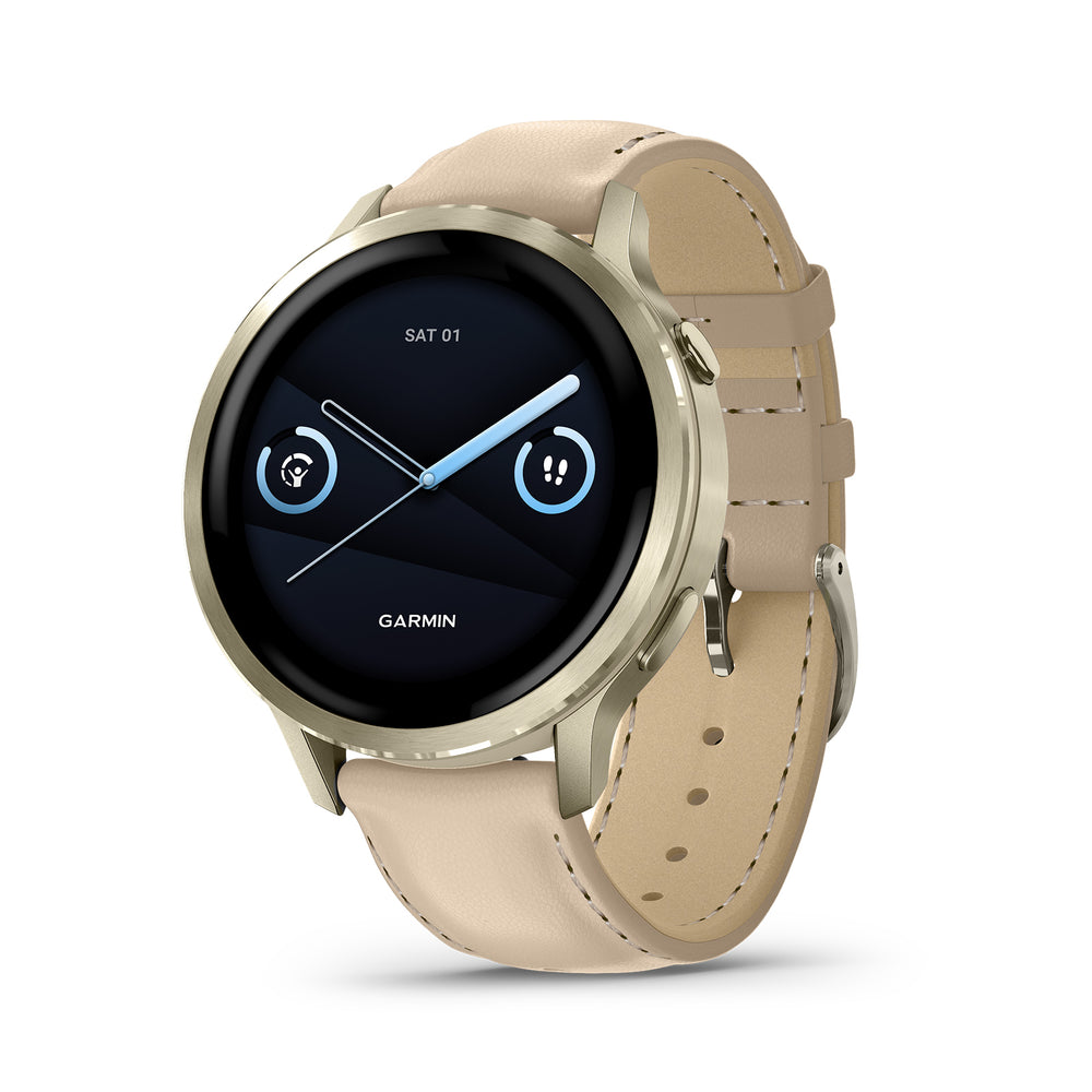 Garmin Venu 4 Lunar Gold Leather Band (41MM)