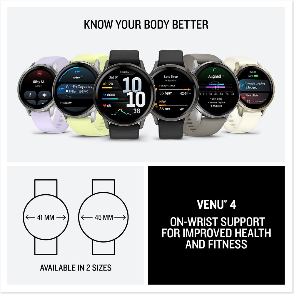 Garmin Venu 4 available in 2 sizes