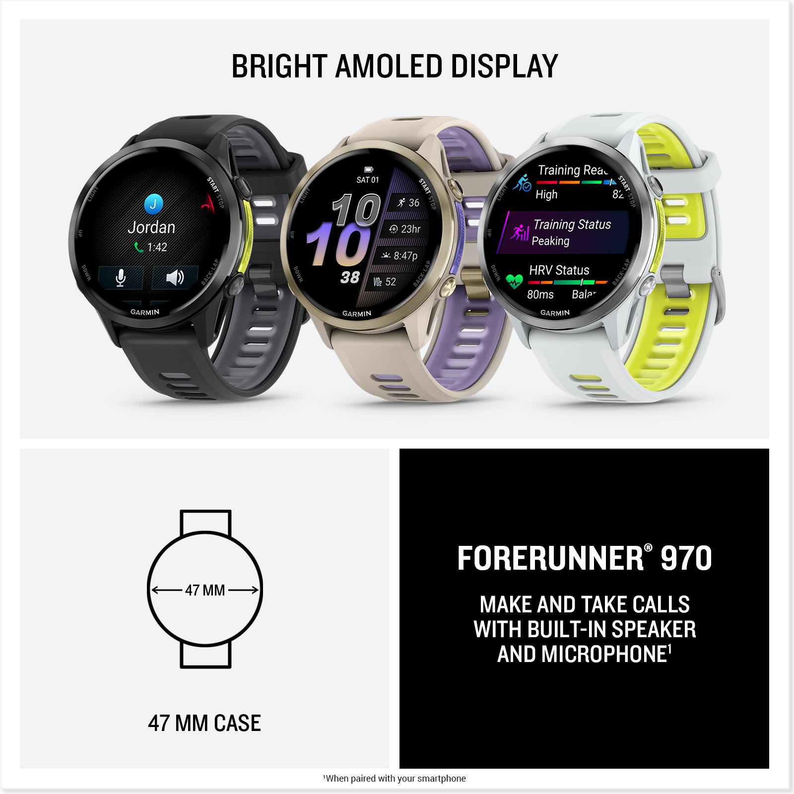 Garmin Forerunner 970 AMOLED GPS Watch | HRM USA