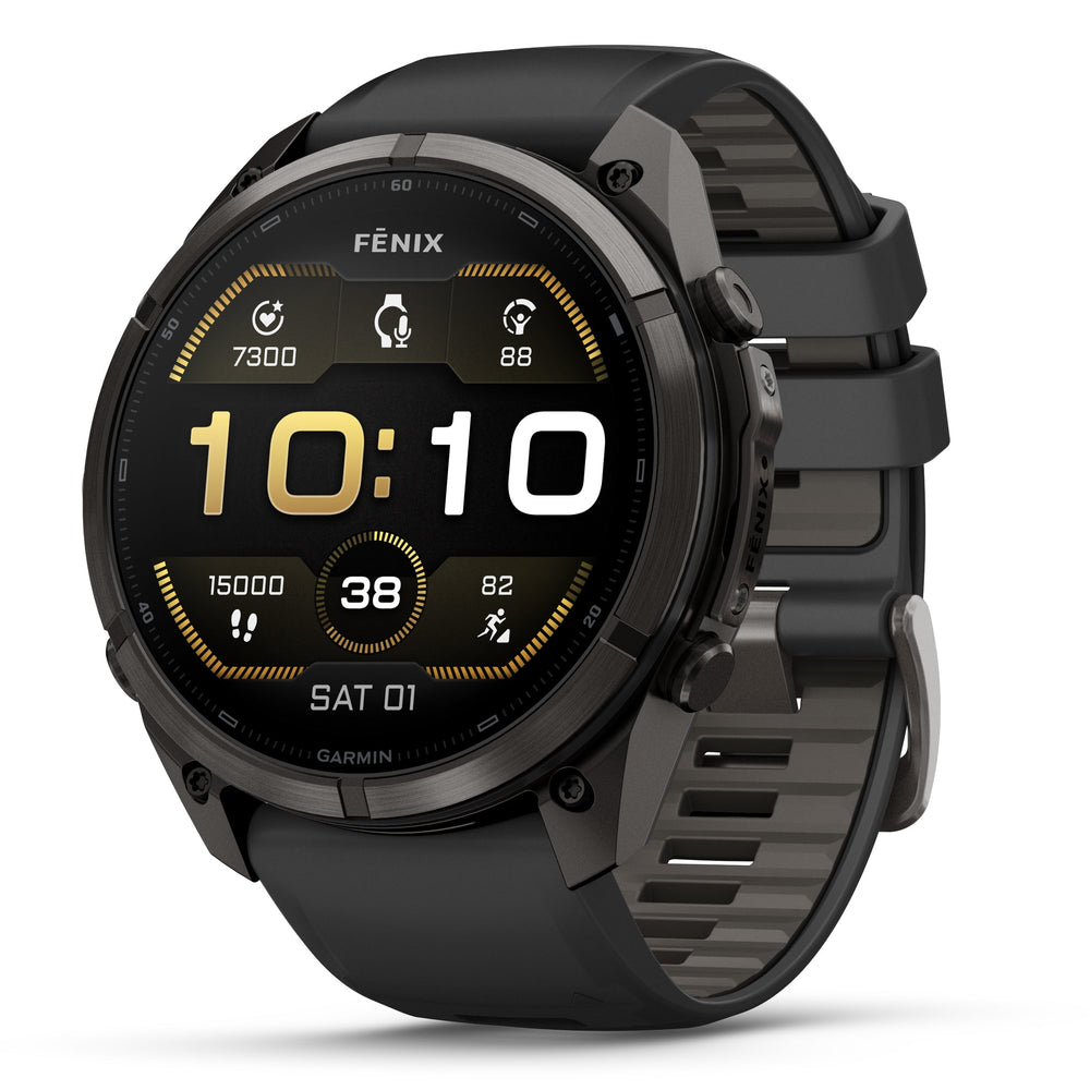Garmin fenix 9 Carbon Gray DLC Titanium with Black/Pebble Gray in 47mm and 51mm