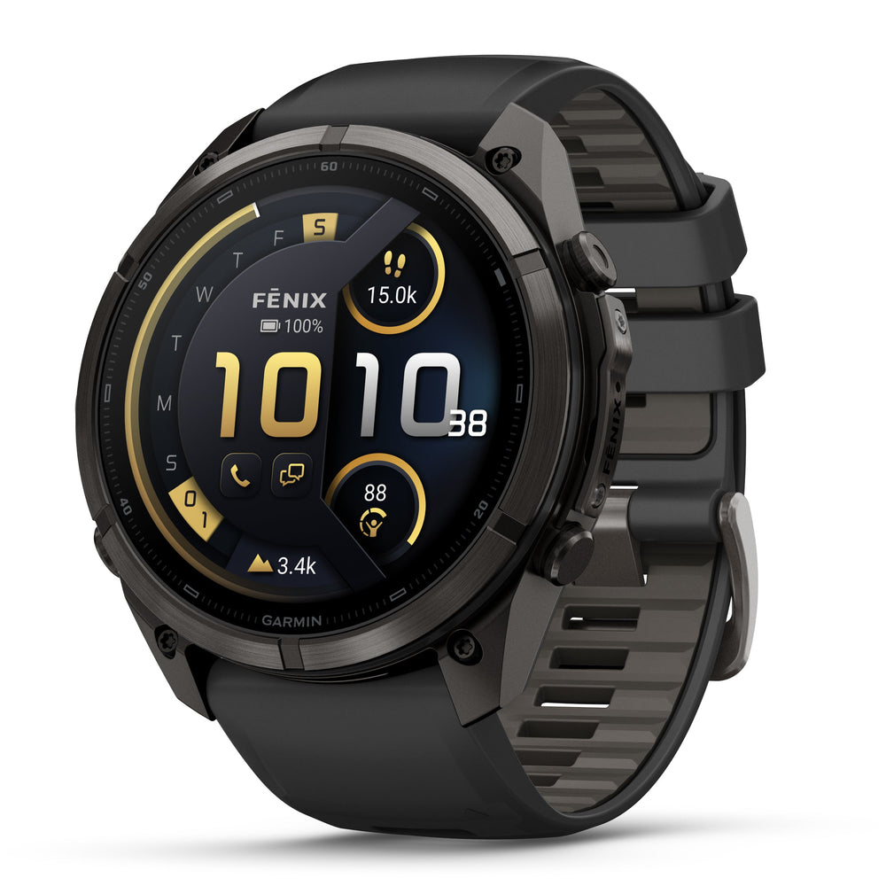 Garmin fenix 9 PRO Carbon Gray DLC Titanium with Black/Pebble Gray in 47mm and 51mm 