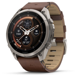 Garmin fenix 9 PRO Titanium with Walnut Leather Band in 47mm and 51mm 