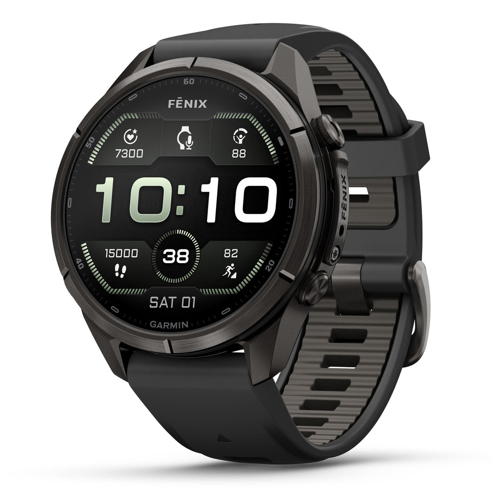 Garmin fenix 9 43mm Carbon Gray DLC Titanium with Black/Pebble Gray