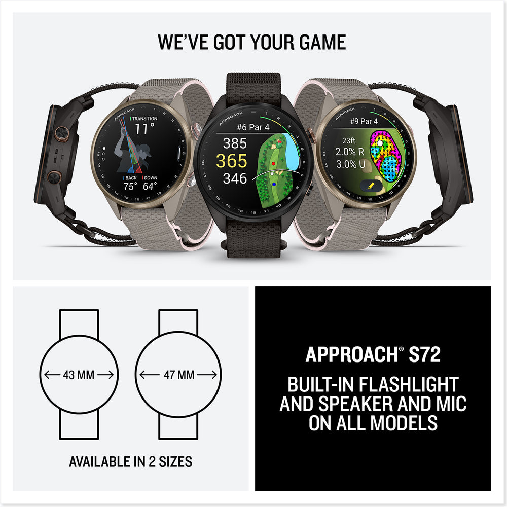 Garmin Approach S72 available in two sizes