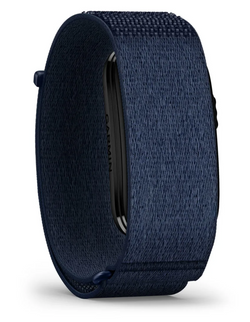 A dark navy blue fabric smartwatch band with a textured woven pattern, shown on a white background. Garmin Cirqa