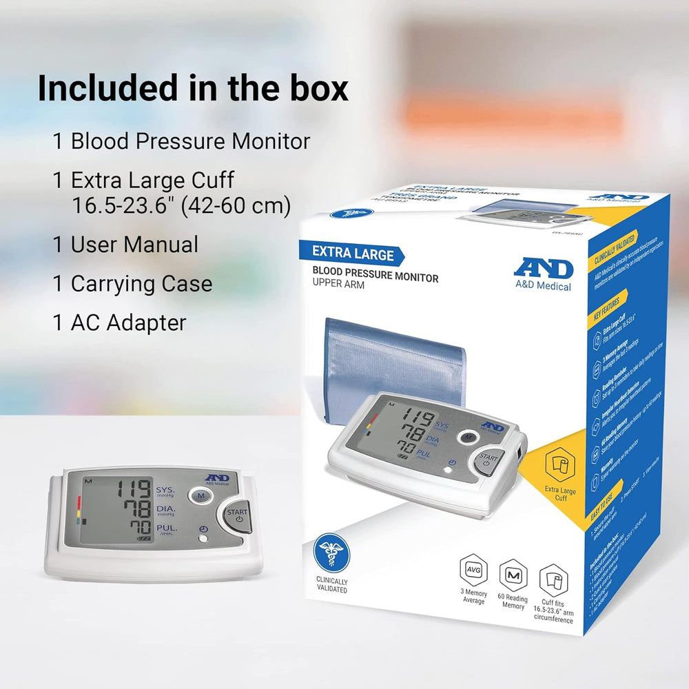 A&D Lifesource Automatic Blood Pressure A&D Medical UA-789AC Premium Automatic BP Monitor Extra Large Cuff