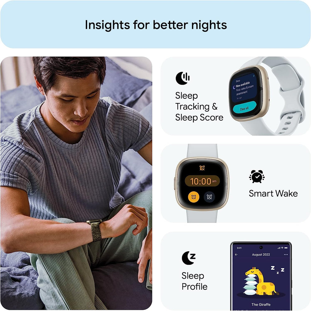 Fitbit Luxe-Fitness and Wellness-Tracker with Stress Management,  Sleep-Tracking and 24/7 Heart Rate, One Size SL Bands Included, Lunar  White/Soft Gold