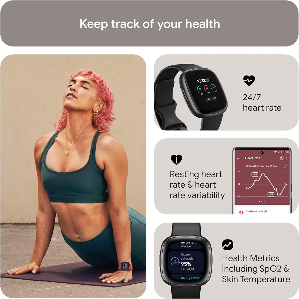  Fitbit Sense Advanced Smartwatch with Tools for Heart Health,  Stress Management & Skin Temperature Trends, White/Gold, One Size (S & L  Bands Included) : Electronics