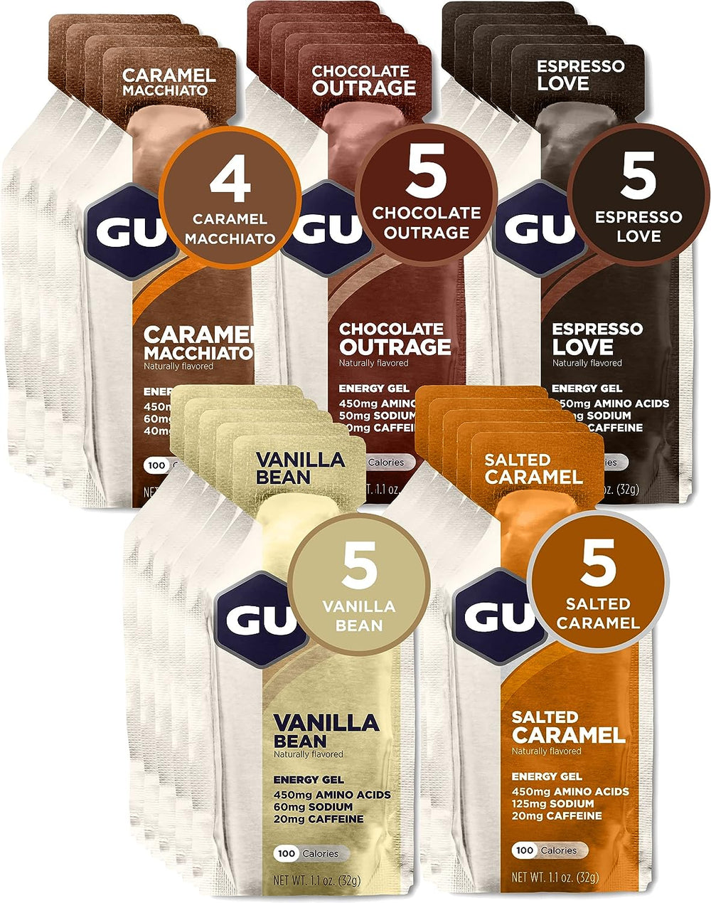GU Sports Nutrition Indulgent Mixed GU Original Sports Nutrition Energy Gels - 24 Pack