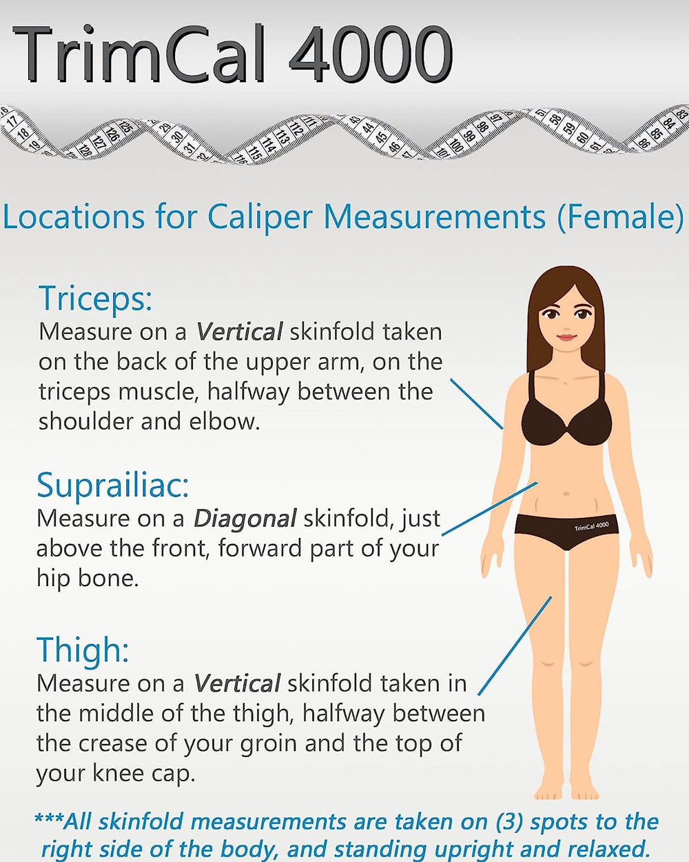 Body Fat Caliper and Measuring Tape for Body - Skinfold Calipers