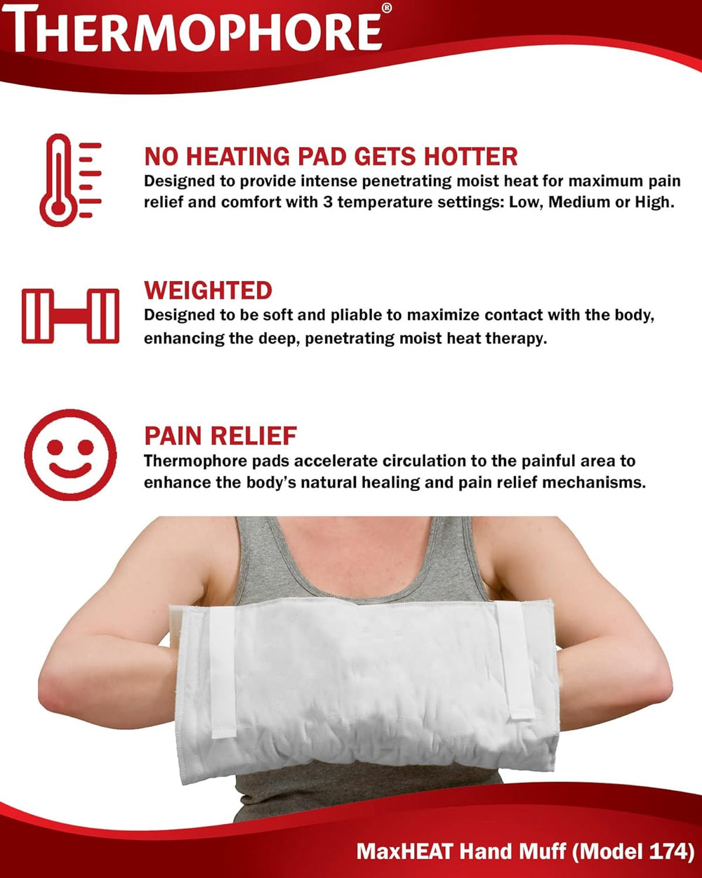 Thermophore Heating Pads Thermophore Arthritis Pad Moist Heat Hand Muff (Model 174) 14x14 Rolled