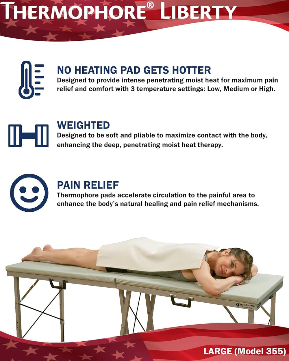 Thermophore Heating Pads Thermophore Liberty Plus (USA Assembled) (Model 355) Moist Heating Pad - Large (14 x 27) Heating Pad