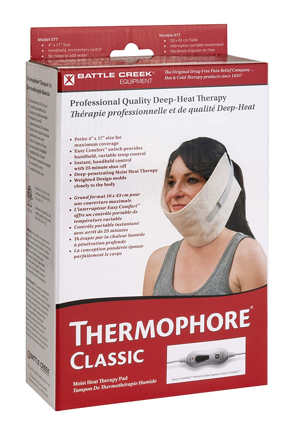 Thermophore Moist Heat Pad – Neck (Model 077) 4” x 17” Electric Moist