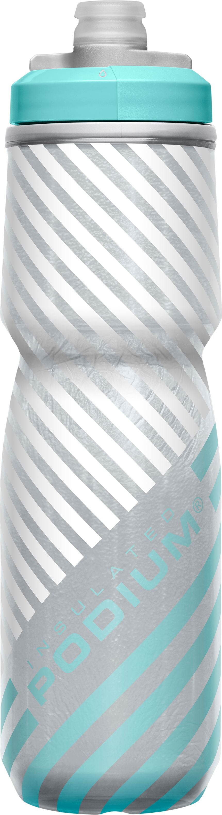 Camelbak Podium Chill Bike Bottle, Insulated Water Bottles Camelbak 24 oz Grey & Teal Stripe 2023 