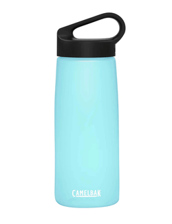 sky blue bottle with black loop style cap camelbak lettering in white letters  