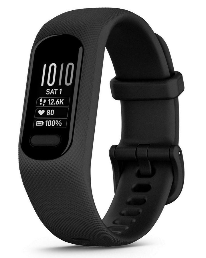Front view of the Garmin Vivosmart 5 Fitness Tracker in black
