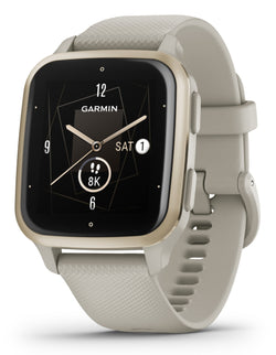 Front view of the Garmin Venu 2 Sq MUSIC GPS Smartwatch in Cream Gold