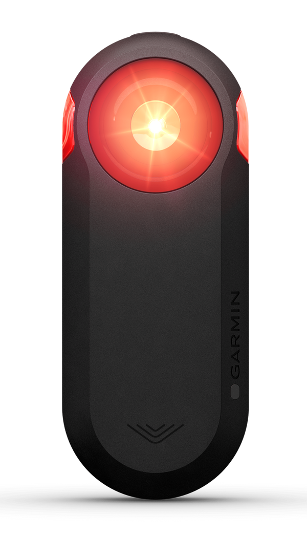 Front view of the Garmin Varia RTL515 Bike Rearview Radar with Tail light
