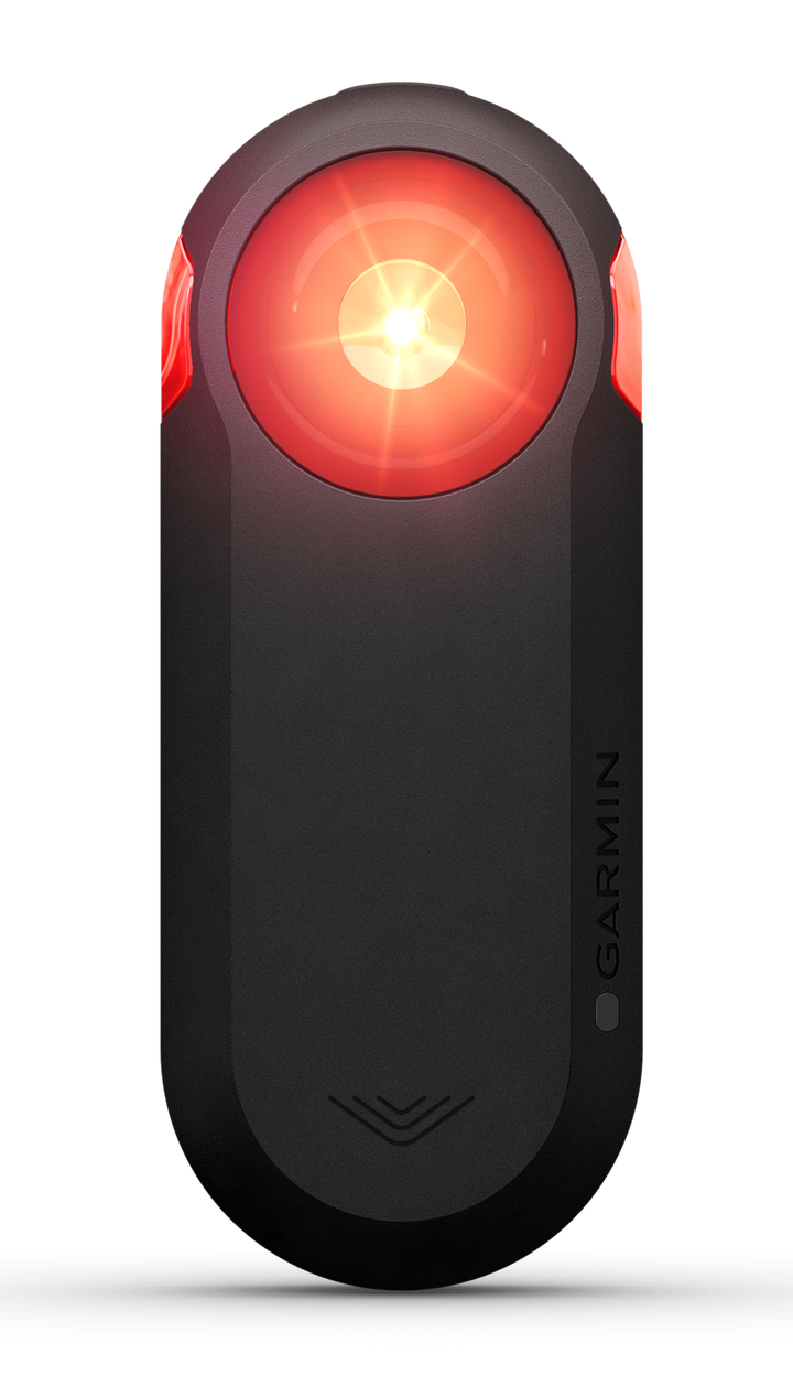 Front view of the Garmin Varia RTL515 Bike Rearview Radar with Tail light