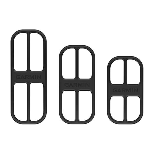 View of all 3 Garmin Bike Cadence Sensor Bands in small, medium and large laid out