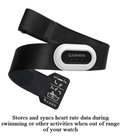 Stores and syncs heart rate data during swimming or other activities when out of range of your watch 