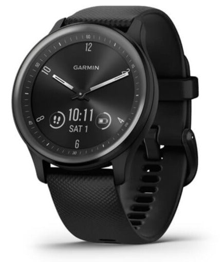 Front view of Garmin Vivomove Sport Fitness Smartwatch in Black