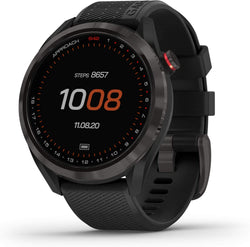 Front view of Garmin Approach S42 GPS Golf Smartwatch in Black 