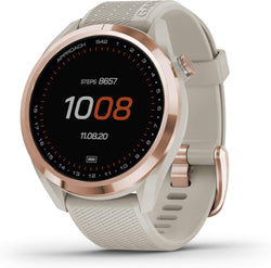 Front view of Garmin Approach S42 GPS Golf Smartwatch in Rose Gold