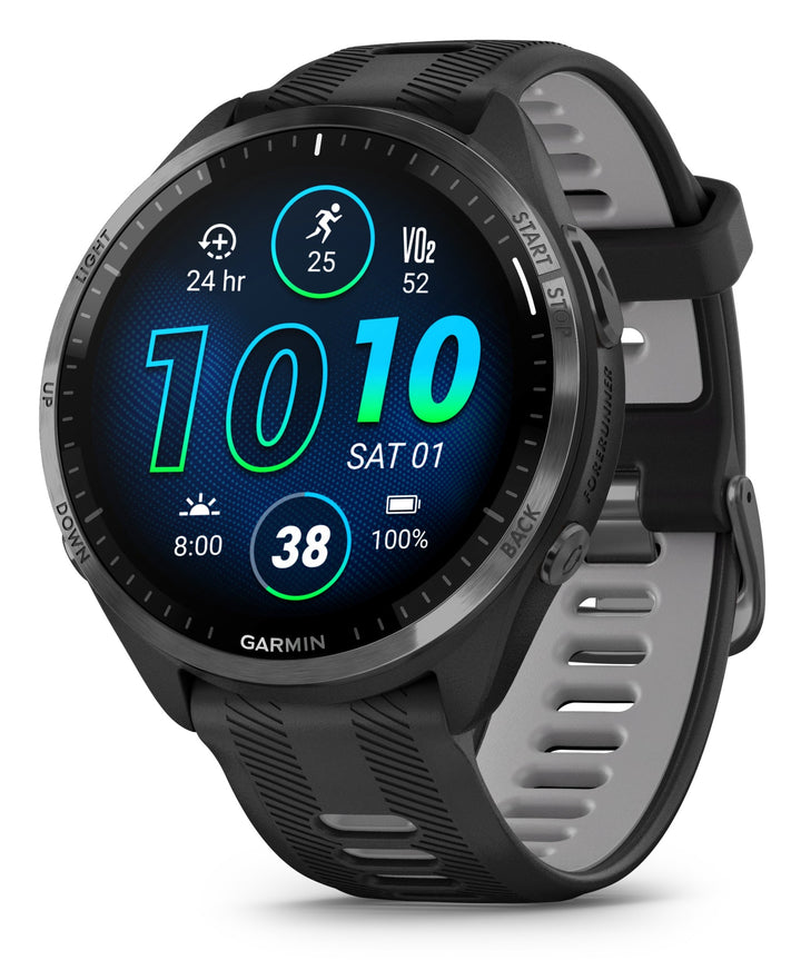 Front view of the Garmin Forerunner 965 in Black