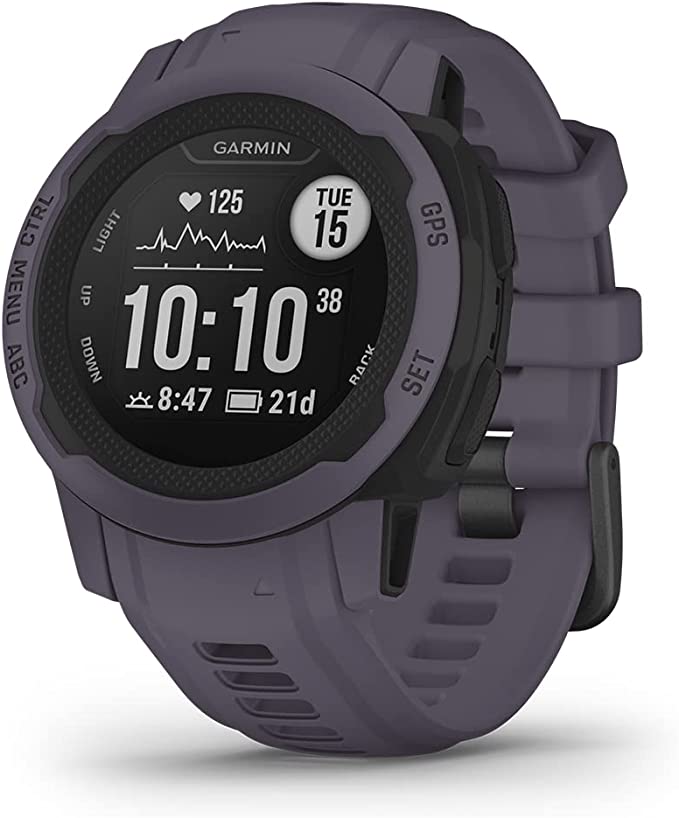 Front view of the Garmin Instinct 2 GPS Rugged Smartwatch Multi-Sport Watch 40 mm in Deep Orchid