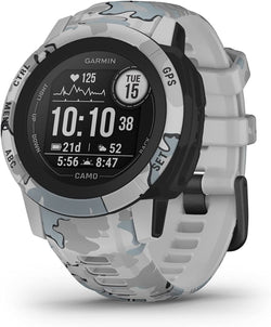 Front view of the Garmin Instinct 2 GPS Rugged Smartwatch Multi-Sport Watch 40 mm in Mist Camo