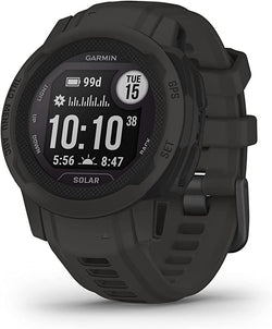 Front view of the Garmin Instinct 2 GPS Rugged Smartwatch Multi-Sport Watch Solar Edition 40 mm in Graphite