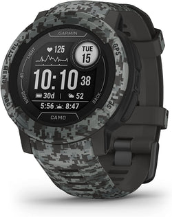 Front view of the Garmin Instinct 2 GPS Rugged Smartwatch Multi-Sport Watch 45 mm in Graphite Camo