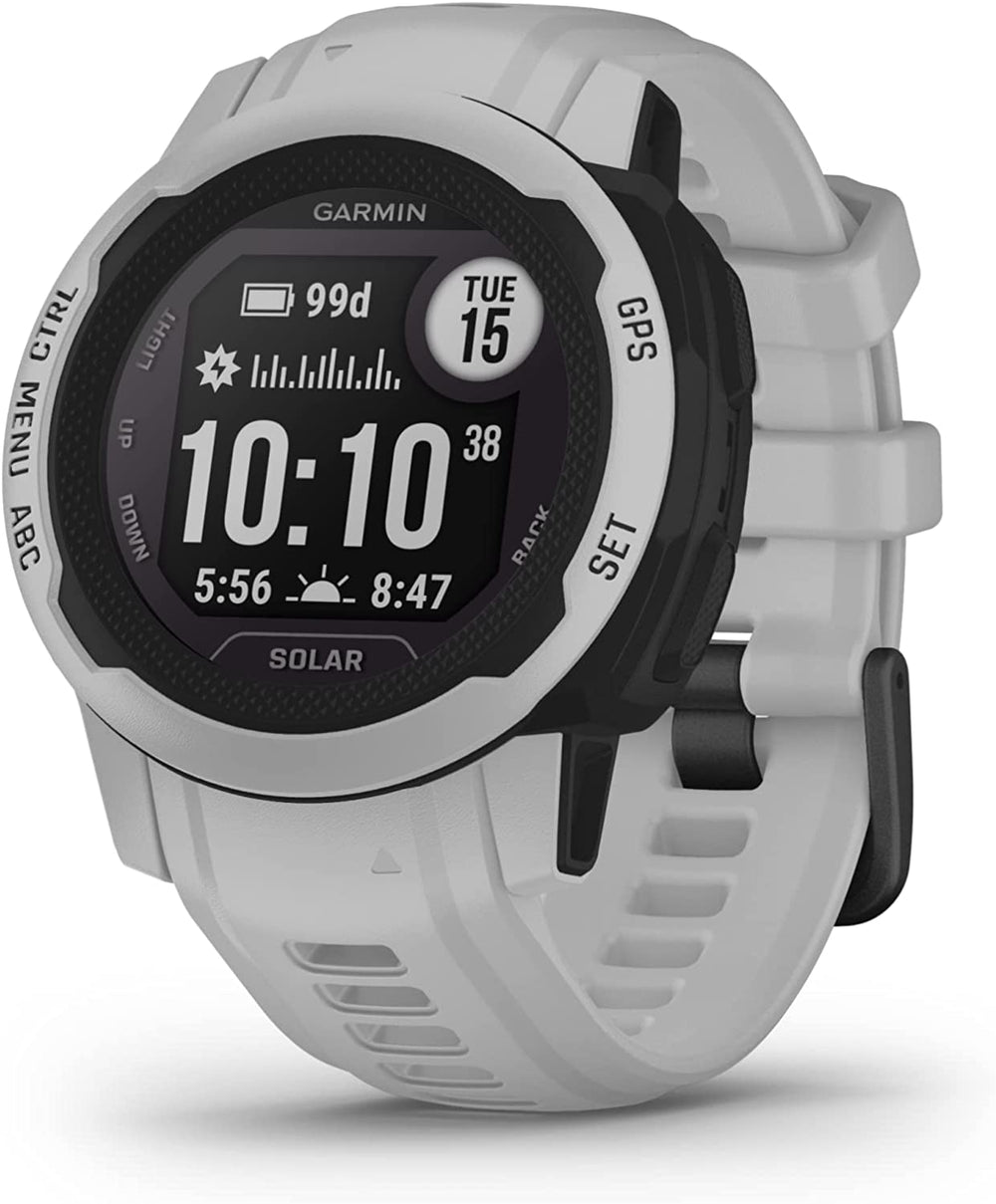 Front view of the Garmin Instinct 2 GPS Rugged Smartwatch Multi-Sport Watch Solar Edition  45 mm in Mist Gray