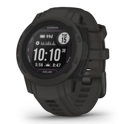 Front view of the Garmin Instinct 2 GPS Rugged Smartwatch Multi-Sport Watch Solar Edition 45 mm in Graphite