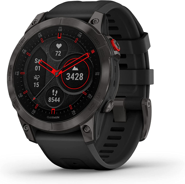 Front view of Garmin Epix Gen 2 GPS Outdoor Watch in Black Titanium with Sapphire Crystal