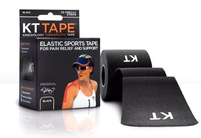 KT TAPE Cotton Elastic Kinesiology Tape  20 Pre-Cut 10 Inch Strips Sports Therapy KT Tape Black  
