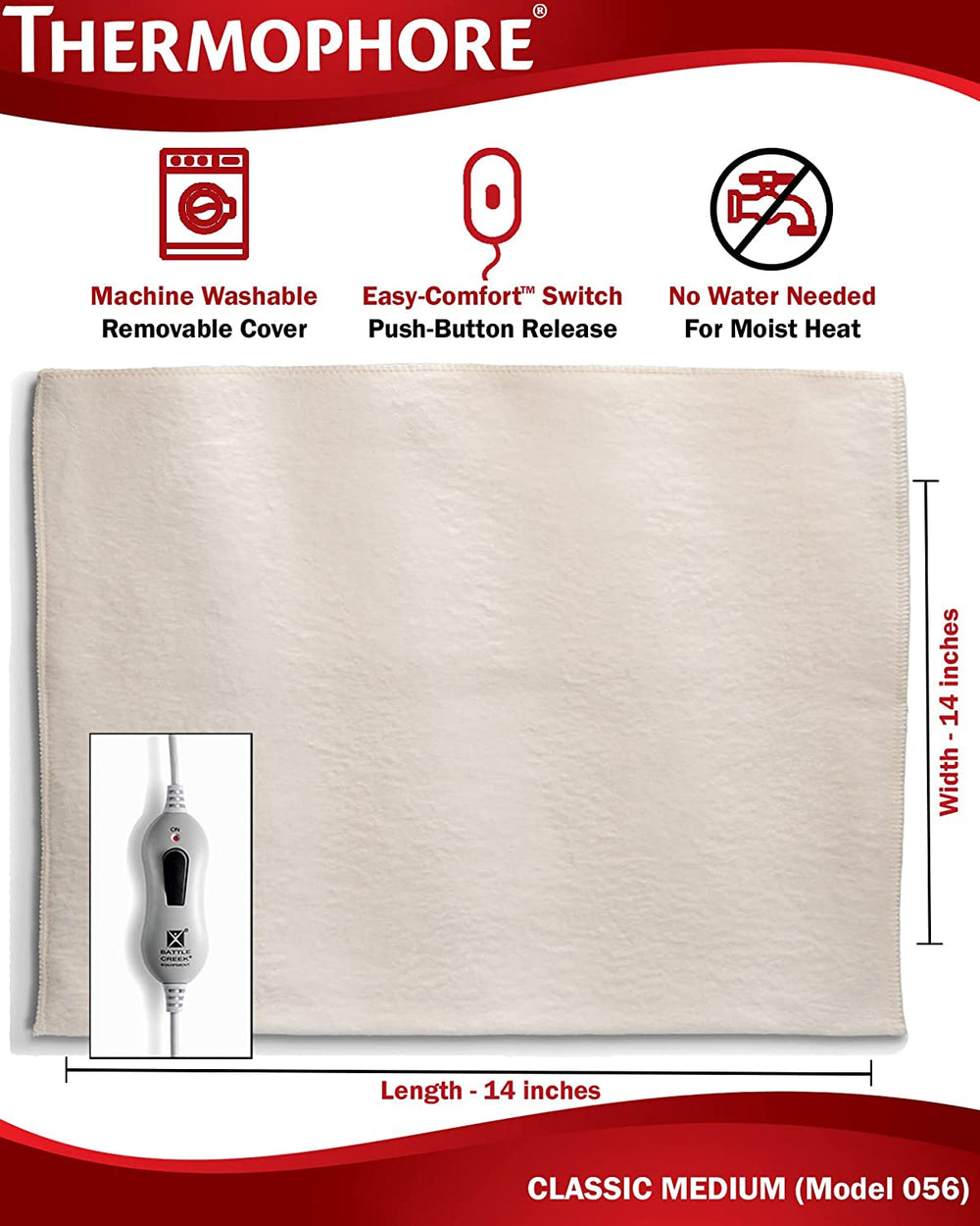 Thermophore Classic Moist Heat Pack (Model 056) Medium (14 x 14) Heating Pads Thermophore   